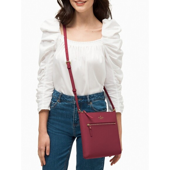 New Kate Spade Rima Laurel Way Crossbody Saffiano Leather Blackberry - Picture 4 of 4